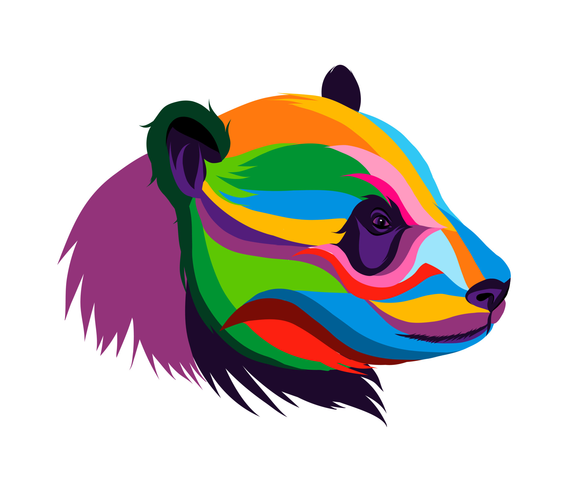 retrato da cabeça do panda gigante em tintas multicoloridas. respingo de  aquarela, desenho colorido, realista. ilustração vetorial de tintas 3621206  Vetor no Vecteezy